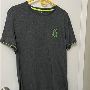 Psycho Bunny Charcoal Tee with Lime Accents